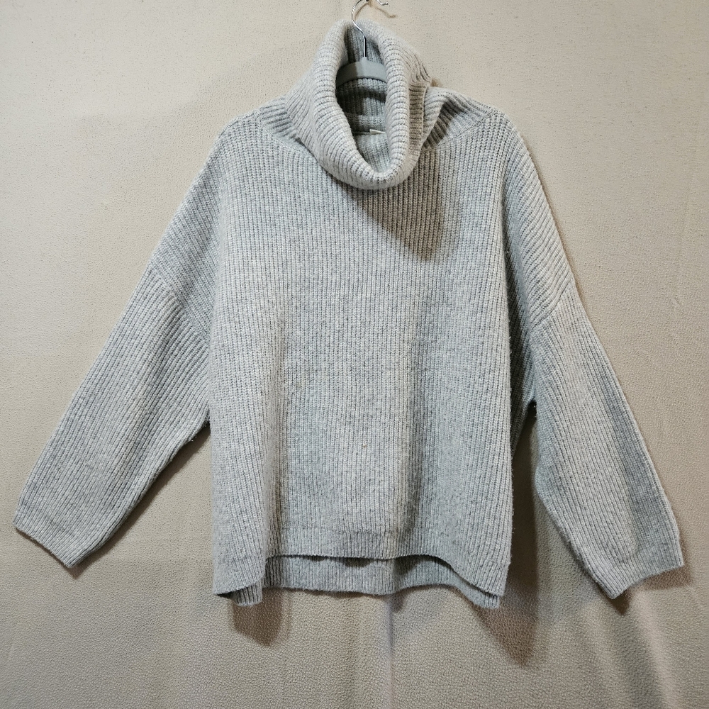 H&M Light Gray Wool Blend Cowl Neck Sweater
